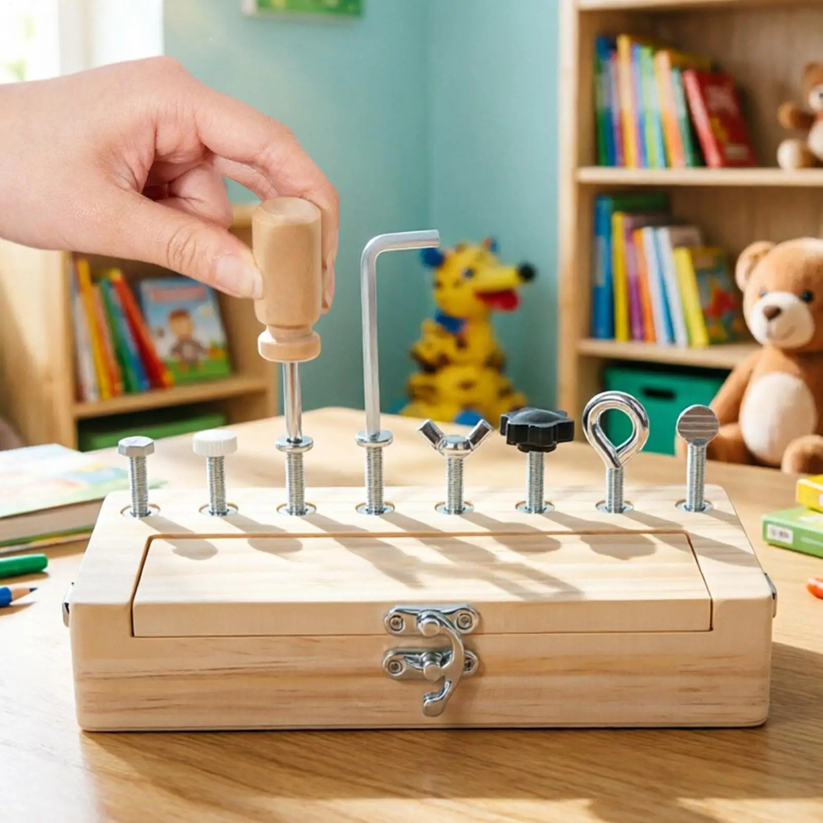 screwdriver-board-set-wooden-stem-fine-motor-skills-kids-screw-block-busy-box-for-boys-girls-home-school-kindergarten-classroom