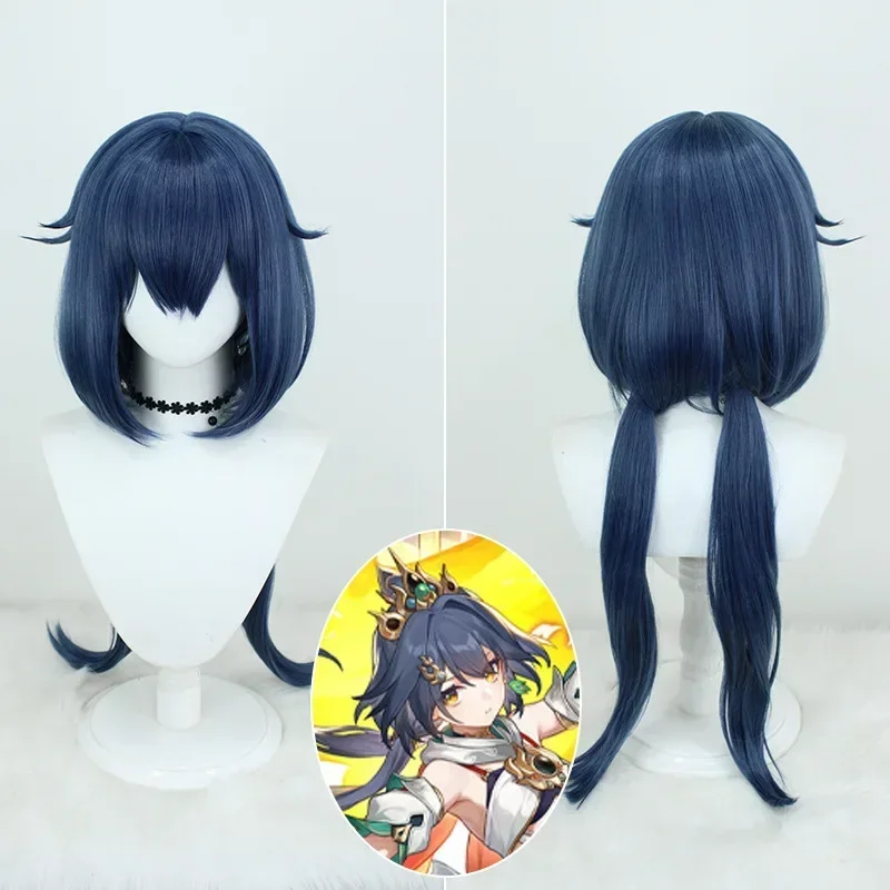 Yun Li Peruca Cosplay para Mulheres, Trilho Estrela Game Honkai, Cabelo Sintético, Longo, Cinza, Azul, Anime, Perucas Resistentes ao Calor, 78cm