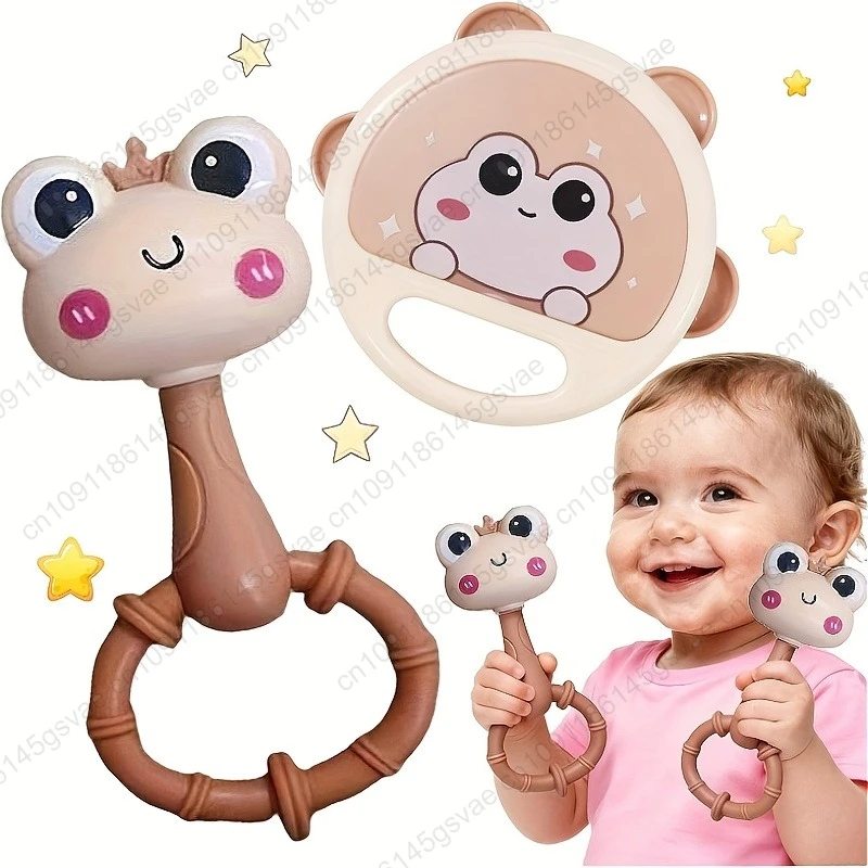 1/2 قطعة خشخيشة ضفدع لطيفة ومثيرة للاهتمام باليد للتدريب على القبضة، تحفيز اللمس وتهدئة وقت النوم، متينة وسهلة التنظيف #1