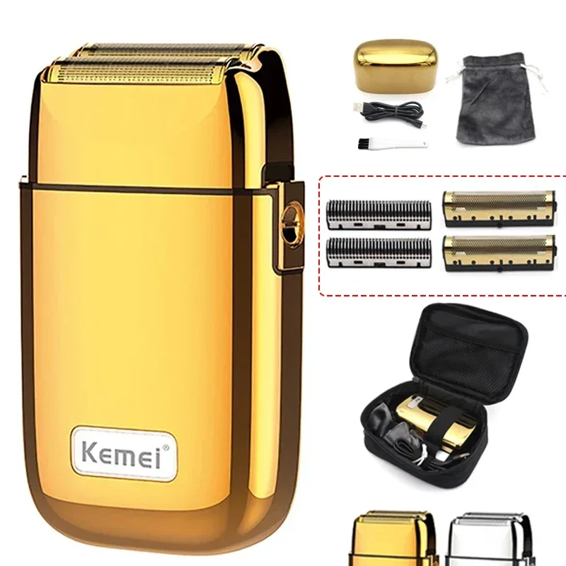 Kemei TX1 Full Metal Electric Shaver for Men Hair Beard Double Foiled Electric Razor Bald Head Finishing Shaving Machine