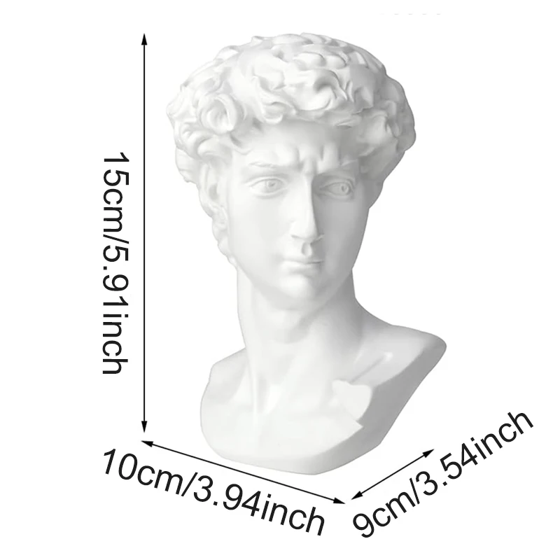 5.9Inch High Greek Statue of David Head Classic Roman Bust Greek Mythology Sculpture for Art Drawing Home Office Decor - view 6