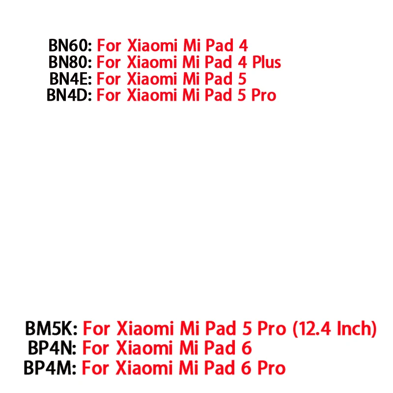 2026 Years  Original New BN80 BN60 Battery For Xiaomi Mi Tablet Pad Mipad 4 5 6 Pro Plus Pad4 Pad5 Pad6 Batteries BN4E BP4M