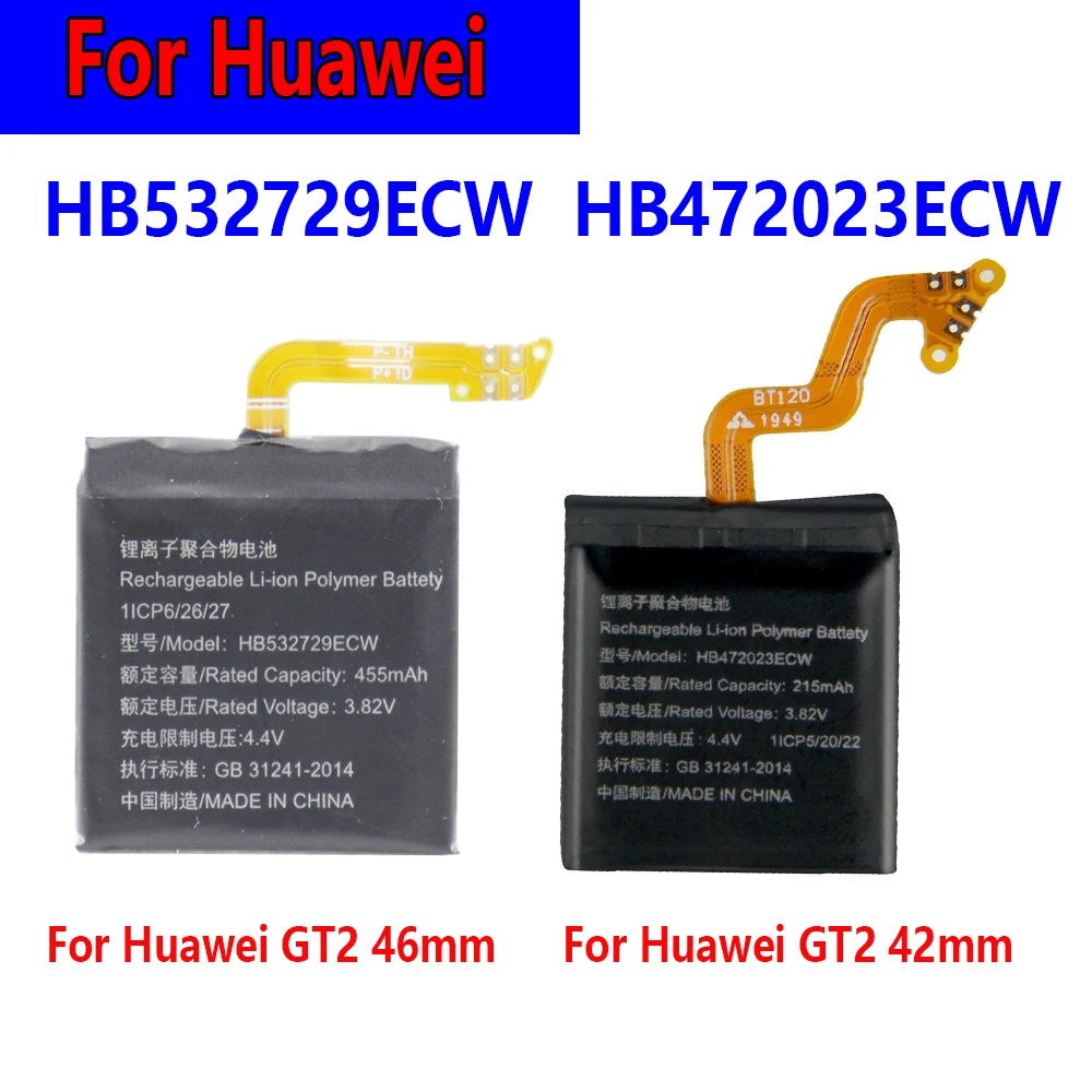 

ISUNOO 3.82v 455mah HB472023ECW HB532729ECW Batteries For huawei GT2 GT 2 46mm smartwatch Battery With Tools
