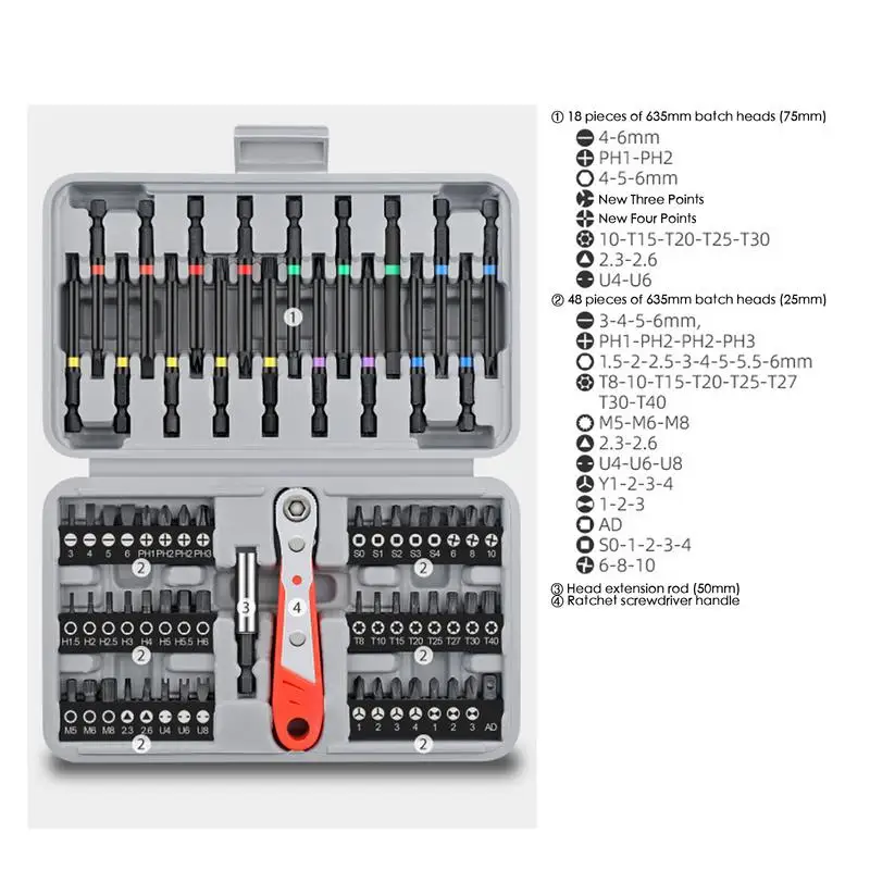 68PCS Screwdriver Bits Set Metal High-Strength Screwdriver Tool Set With Bits Ratchet Screwdriver Tools Precision Ratcheting