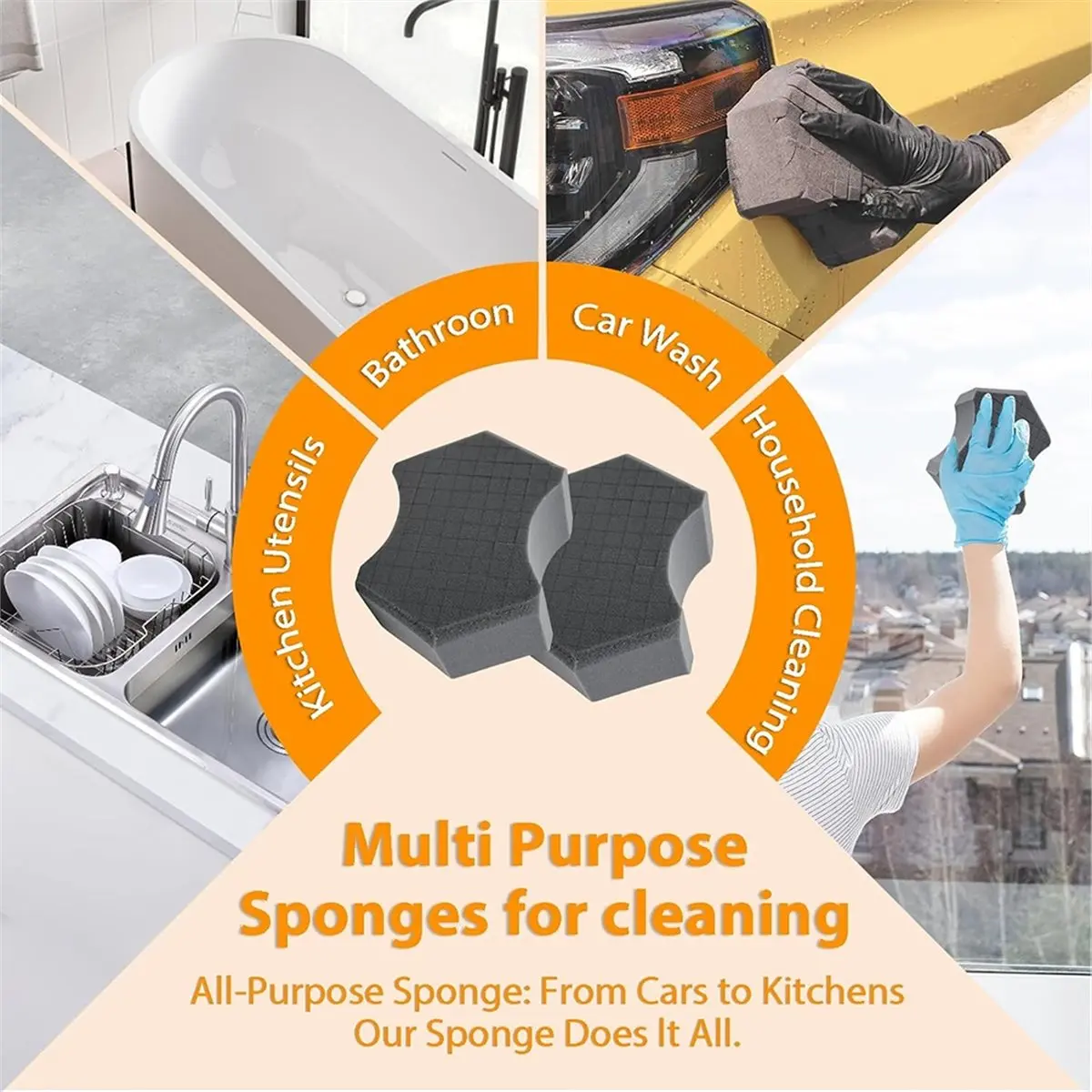 Compatible 2 Pack Grid Car Wash Sponge, -Cut Detailing Sponges, Rinseless Washing Foam for Auto Cleaning Accessories