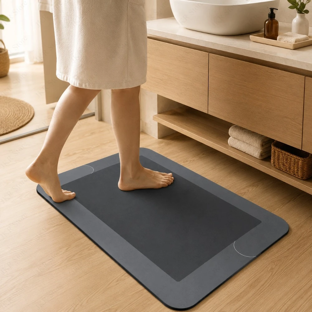 Fast Drying Diatomaceous Earth Bath Mat Non Slip Soft Absorbent Floor Pad for Shower Laundry Bedroom Kitchen RV Bathroom Rug Pad