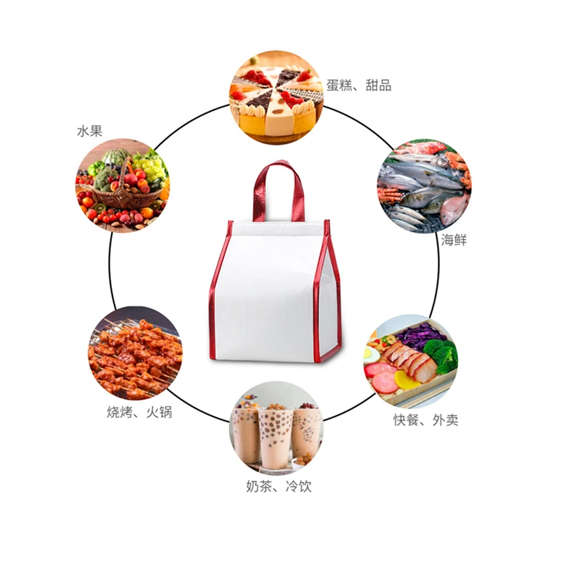 Portable Insulated Bag Foldable Large Capacity Cooler Ice Pack Waterproof Aluminum Foil Cake Delivery Picnic Thermal Lunch Bags