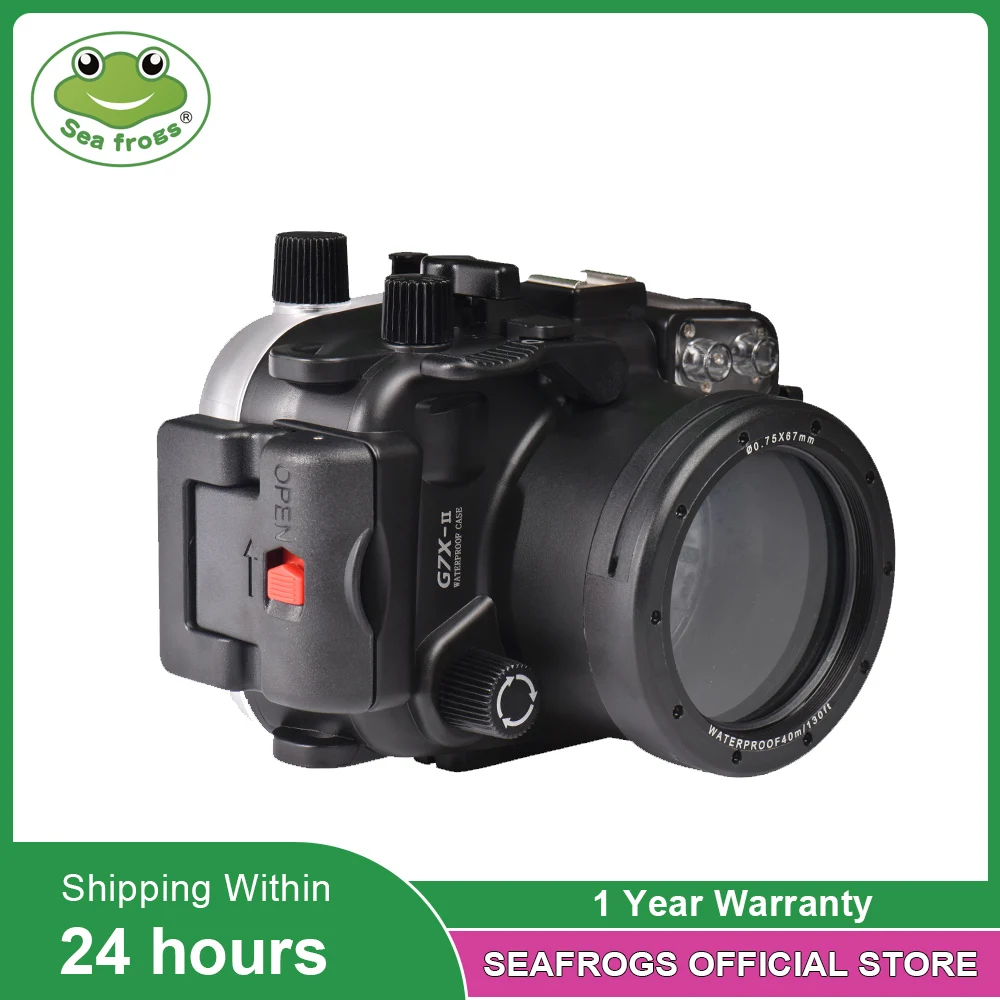 

Seafrogs IPX8 40Mter Waterproof Diving Housing With 67mm Thread For Canon G7X Mark II Install Red Fliter