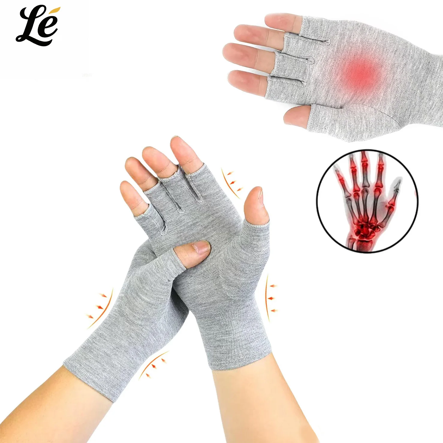 

1 Pair Fingerless Graded Full - Arm Pressure and Hand Support Compression Gloves Suitable for Sports Camping Running and Fitness