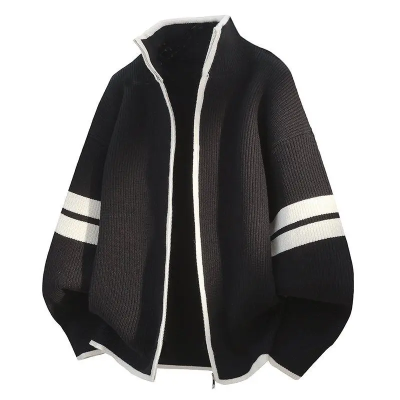 

Весенний мужской вязаный свитер, повседневный полосатый кардиган, модный универсальный кардиган с длинными рукавами из полиэфирного волокна, молодежная весенняя одежда