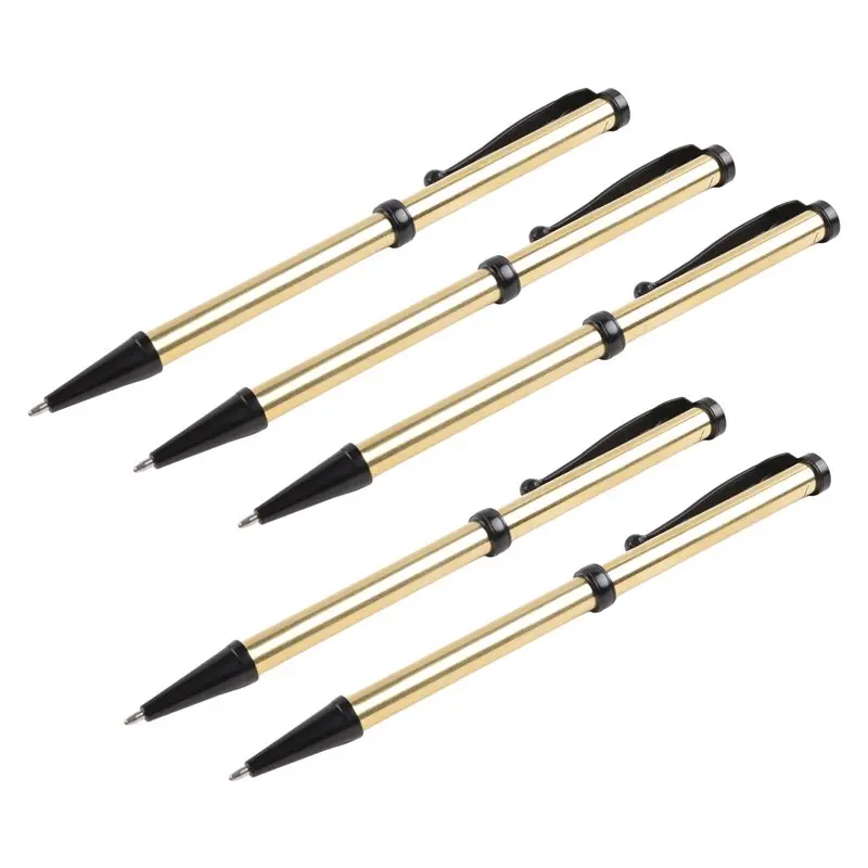 A04G-Woodturning Pen Kit Set X 5, Fancy Slimline, Black Chrome Finish, Twist Mechanism