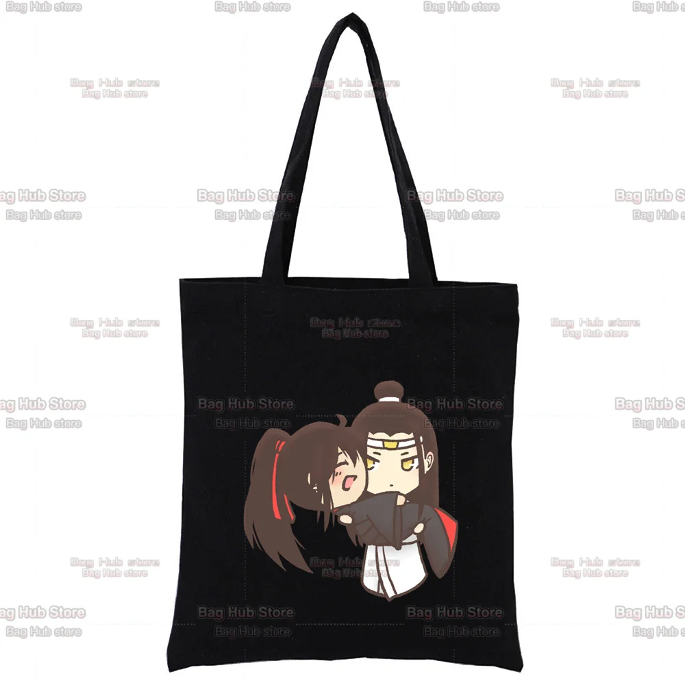 حقيبة كتف قماش سوداء للنساء ، مو داو زو شي ، جرافيك وي ووكيان لان وانجي ، موضة لطيفة ، حقائب هاراجوكو ، حقيبة يد عتيقة #2