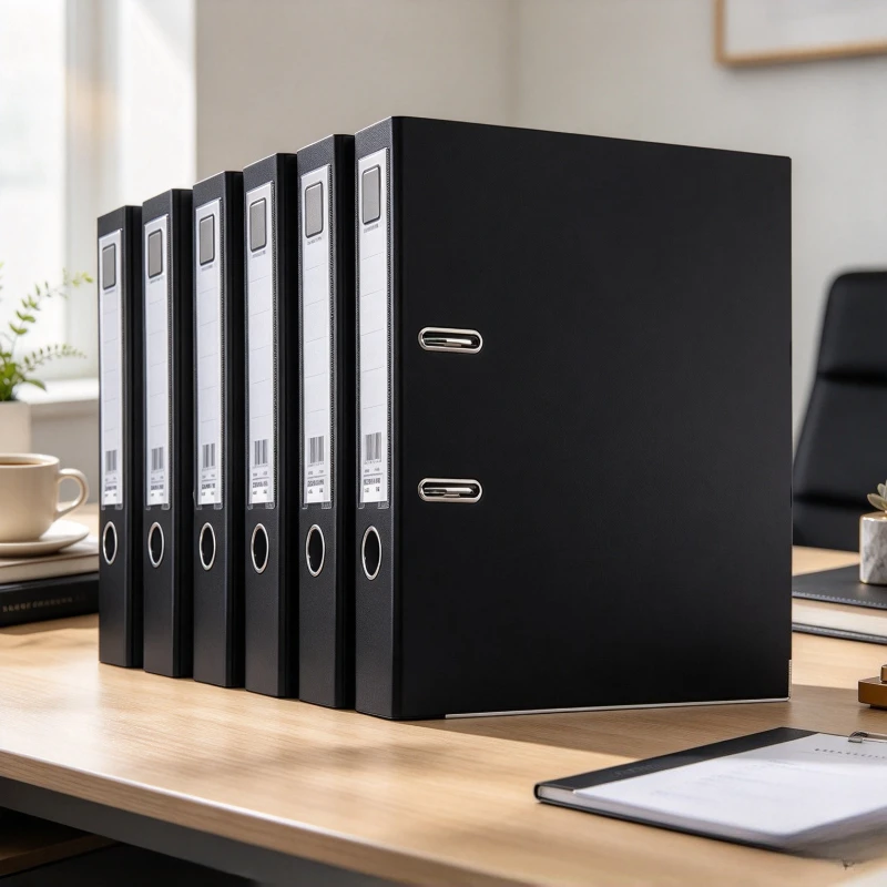 6 Pack A4 Lever Arch Binders with 75mm Spines Thick Black Covers Durable File Folders for Organized Office Paperwork