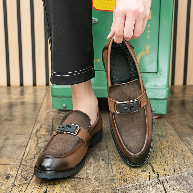 

Новинка 2025, весенняя мужская повседневная обувь в британском стиле на толстой подошве, модная модная повседневная деловая рабочая обувь