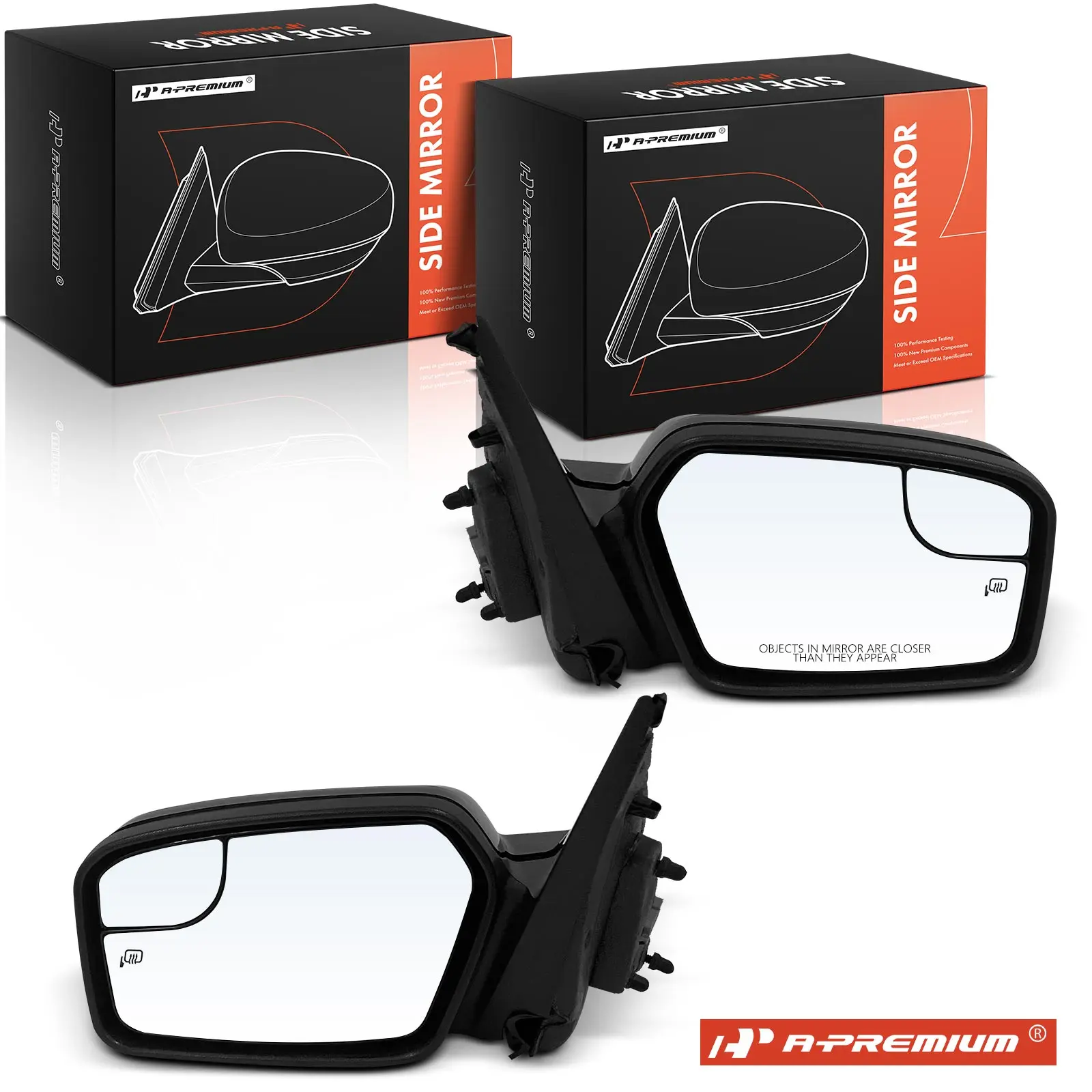 A-Premium Pair Power Door Mirror for Ford Fusion 2011-2012 Non-Folding Blind Spot Detection Heated Smooth Black