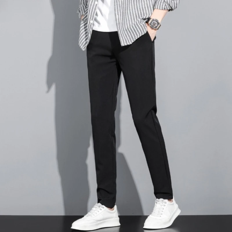 

Black Slim Fit Elastic Business Male Suit Trousers High Quality Summer 2025 Up Men's Suits Pants Cheap Classic Spring Clothes