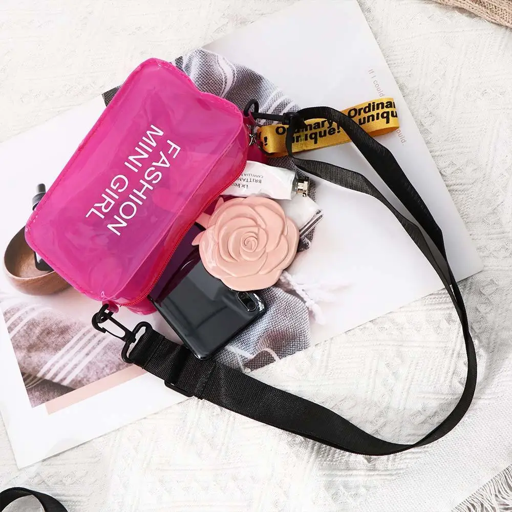 Fashion Girls Clear Sweet Candy Color Handbags Transparent Jelly Bag Crossbody Bags Messenger Bag Shoulder Bag