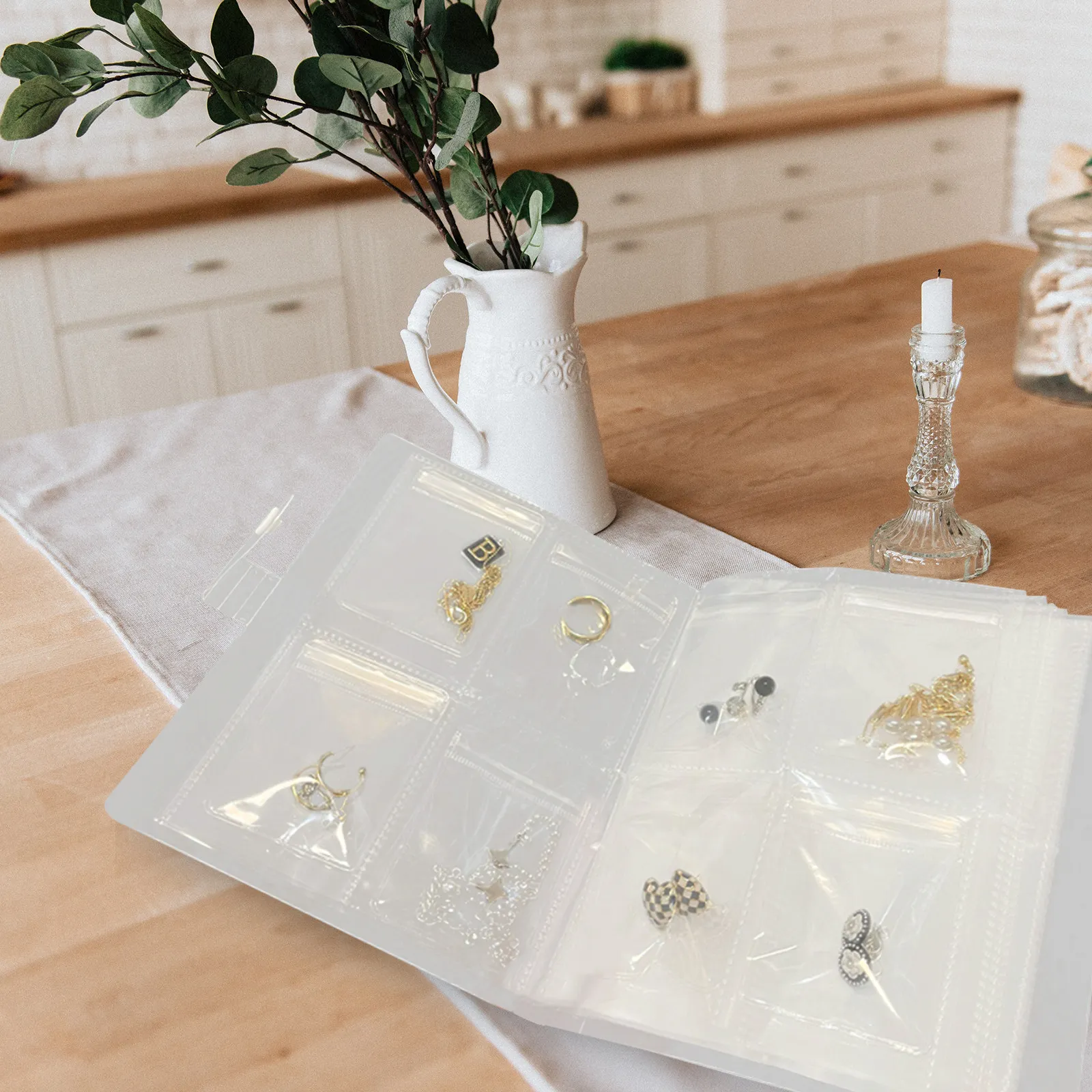 

Набор для хранения украшений: прозрачный альбом-органайзер для демонстрации и путешествий, портативный, для ожерелий, серег, колец