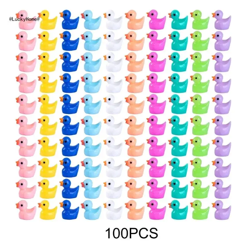 Pack of 100 Little Ducks Assorted Colors Miniature Figures for Garden Landscape 11UA