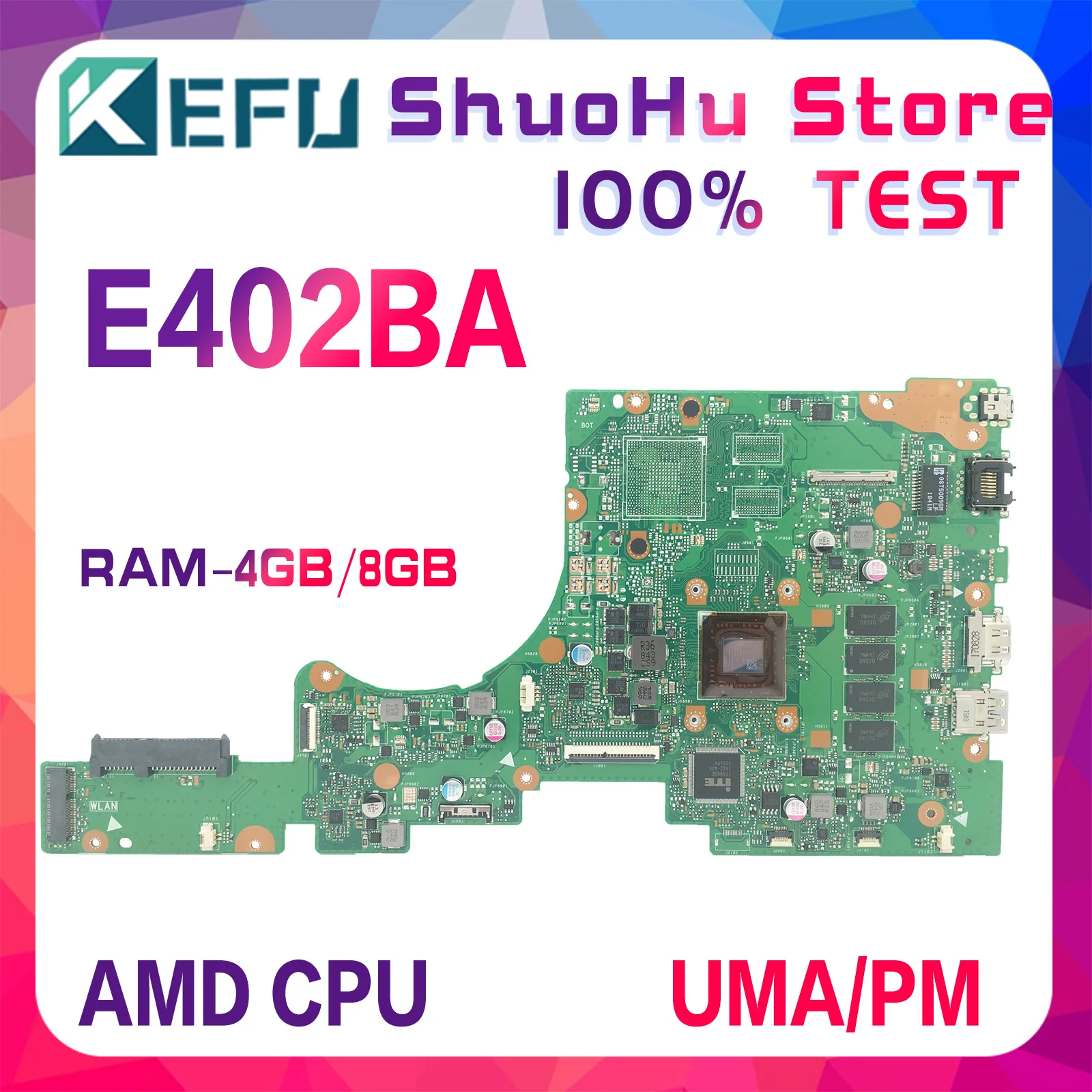 KEFU Mainboard E402BA L402BA X402BP F402BA E402BP F402BP L402BP X402BA Laptop Motherboard AMD CPU 4GB/8GB-RAM UMA/PM