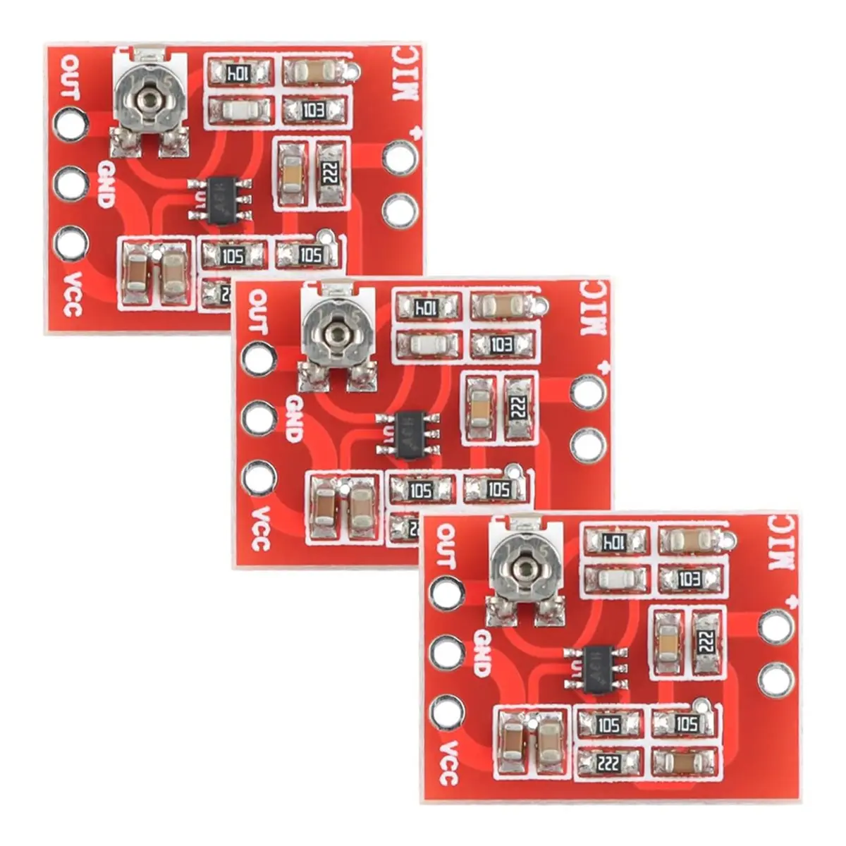 A85P 3pcs MAX4466 Electret Microphone Pre-Amplifier Module with Adjustable Gain for Audio Projects