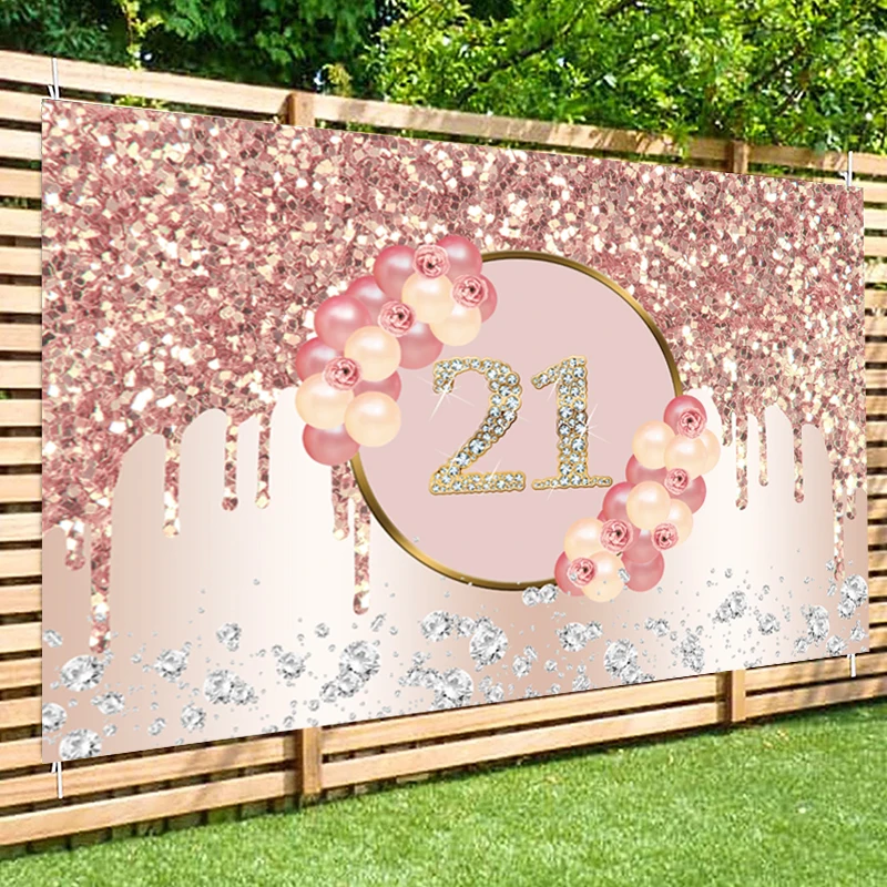 Rose Gold Happy 21e Verjaardag - Photography Backdrop Muslin recensie en prijs