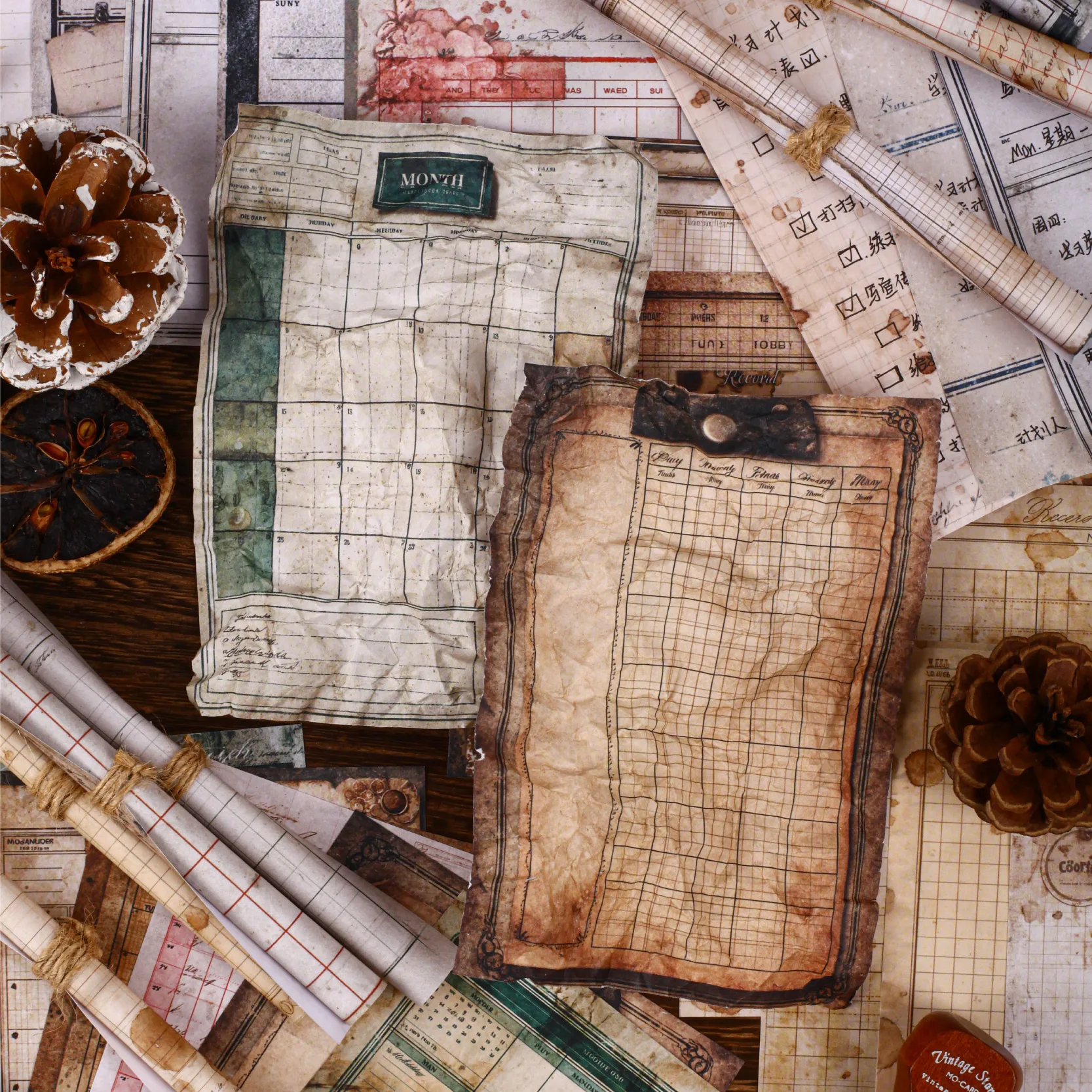 30 Stück Retro-Dekorationspapier für Scrapbooking, Vintage-Materialpapier-Set, DIY Junk Journal Collage, Fotoalbum, Retro-Hintergrundpapier ﻿