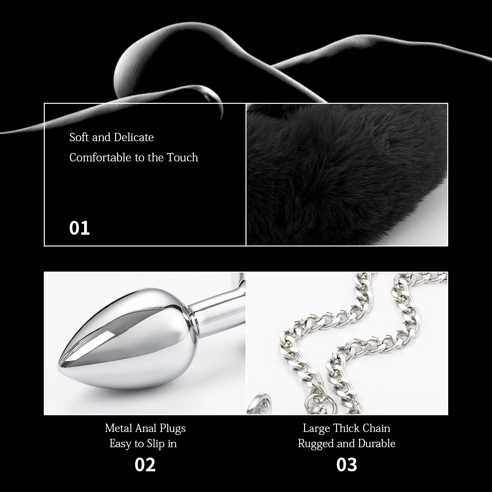Metal Butt Plug&Furry Cuffs Sex Bondage BDSM Metal Handcuffs with Anal Toys for Adult Sex Play Restraint Set for Women Cosplay