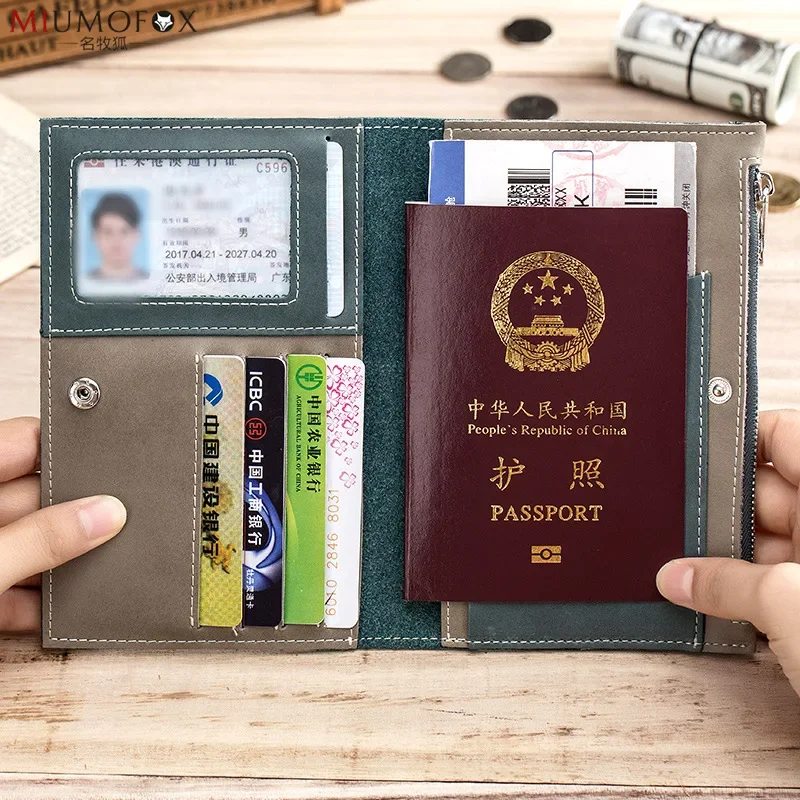 

Genuine Leather Slim Passport Card Holder Passport Bag Wholesale Multifunctional Travel Document Bag Travel Ticket Holder