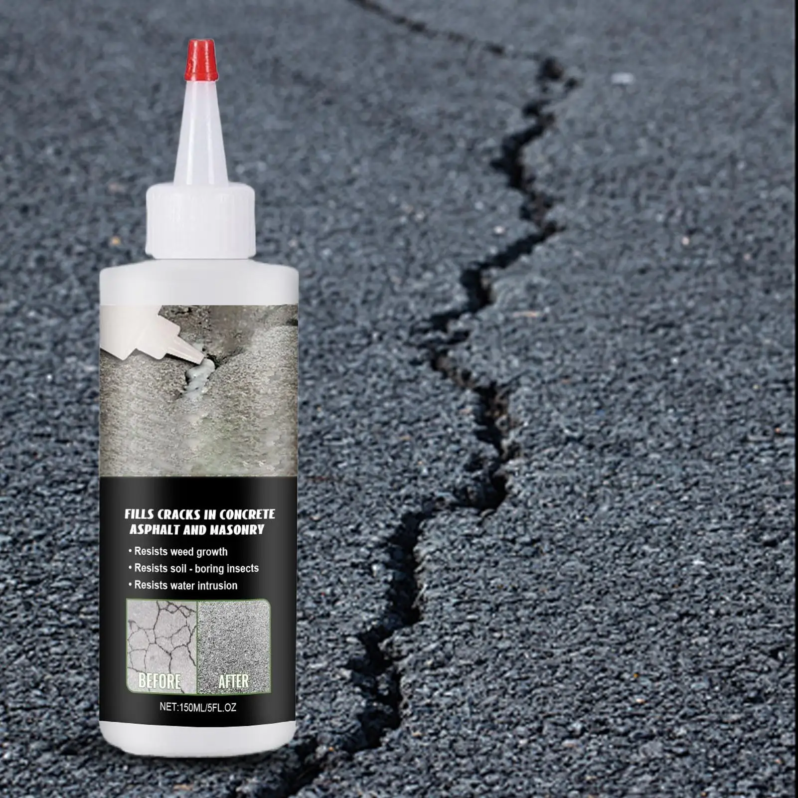 150ml Asphalt Crack Filler Blacktop Driveway Sealant Crack Repair Product Waterproof for Concrete Asphalt Road Sidewalk