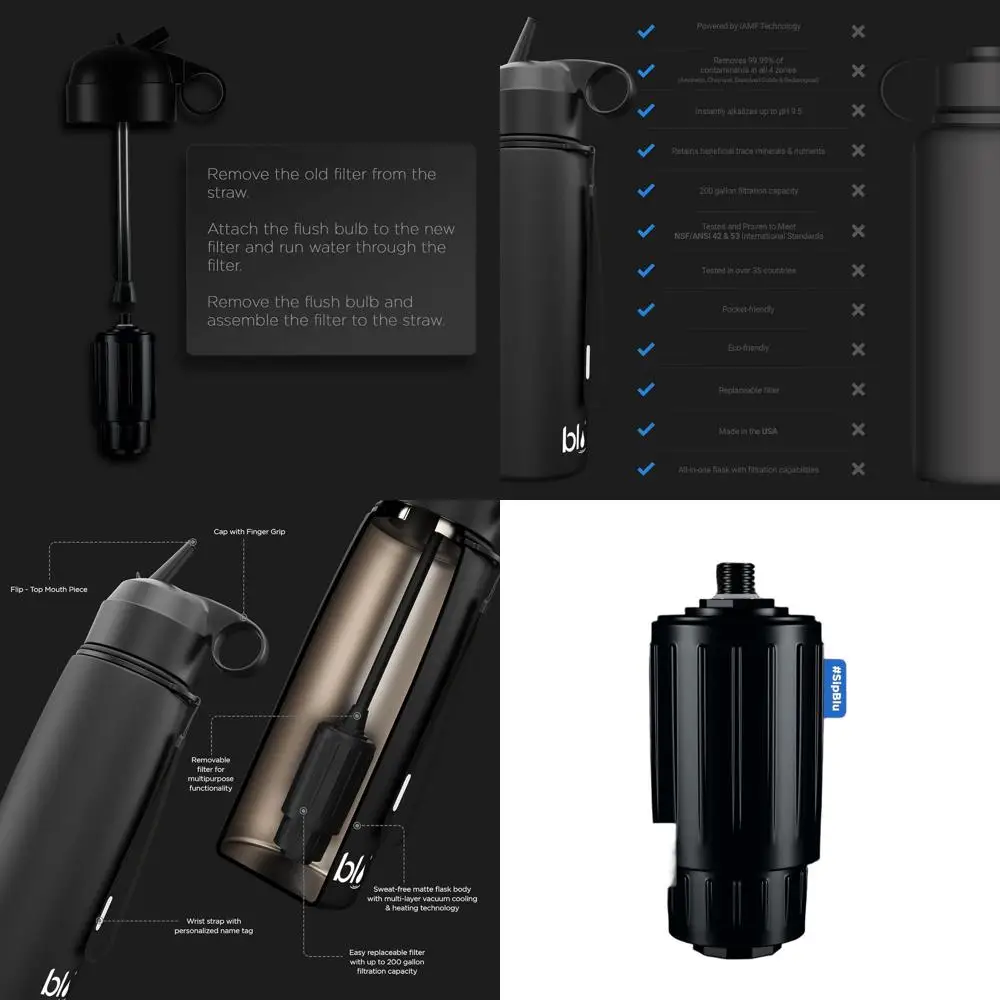 

Портативная колба с фильтром для воды из нержавеющей стали емкостью 26 унций с вакуумной изоляцией, удаляет загрязнения 99,99%, сделано в США