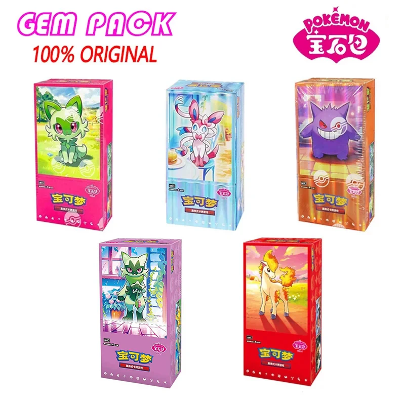 Cartes Pokémon originales GemPack Vol.5 Vol.3 Vol.2 Vol.1, sac de cartes PTCG, boîte Gem Box, deck, Sprigatito, Eevee, Pikachu, Gengar, carte cadeau