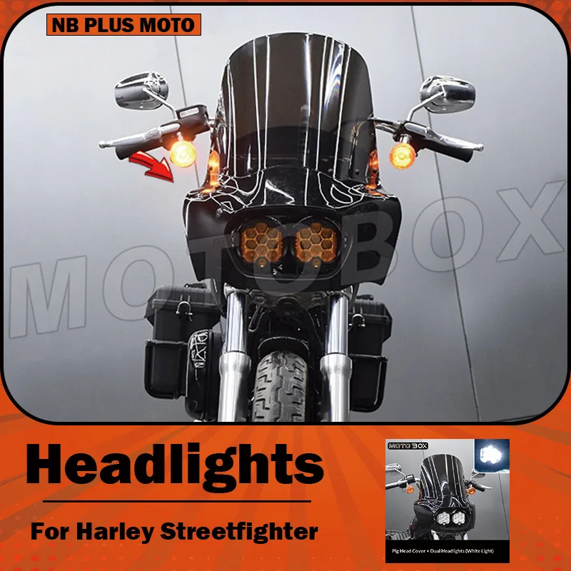 【Premium】For Harley Streetfighter modified in DS-style with pig’s head design, dual headlights, retro front fender cover, and ai