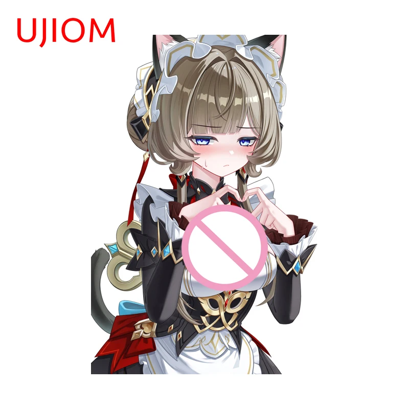 UJIOM Genshin Impact Maid Uniform Sandrone Cute Wall Sticker Blushing Heart Hand Anime Decal Waterproof Vinyl Living Room Wall