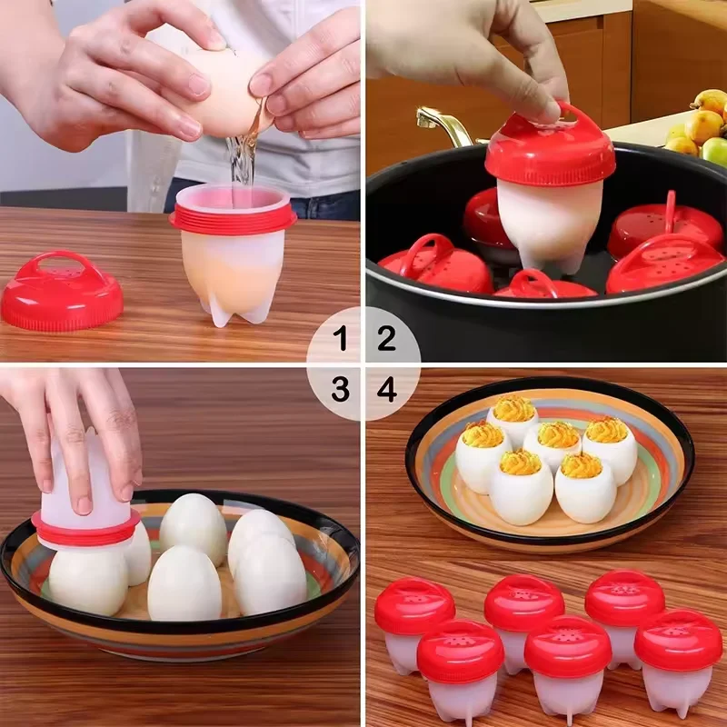 Mini Egg Poachers Cooker Gadgets Silicone Non-Stick Cooking Egg Boiler Cookers Pack Boiled Eggs Mold Cups Steamer Kitchen Tools