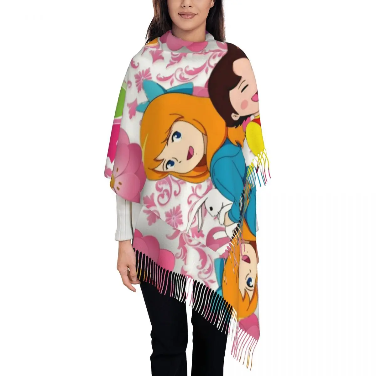 

Персонализированный принт аниме Хайди девушка Альпов комический шарф с героями мультфильмов для женщин и мужчин зима-осень теплые шарфы шали накидки