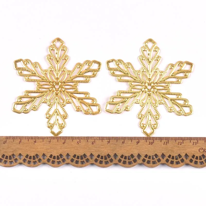 Vintage Flower Snowflake Connectors Filigree Wraps DIY Jewelry Findings Golden Metal Craft Home Decor YKL0910