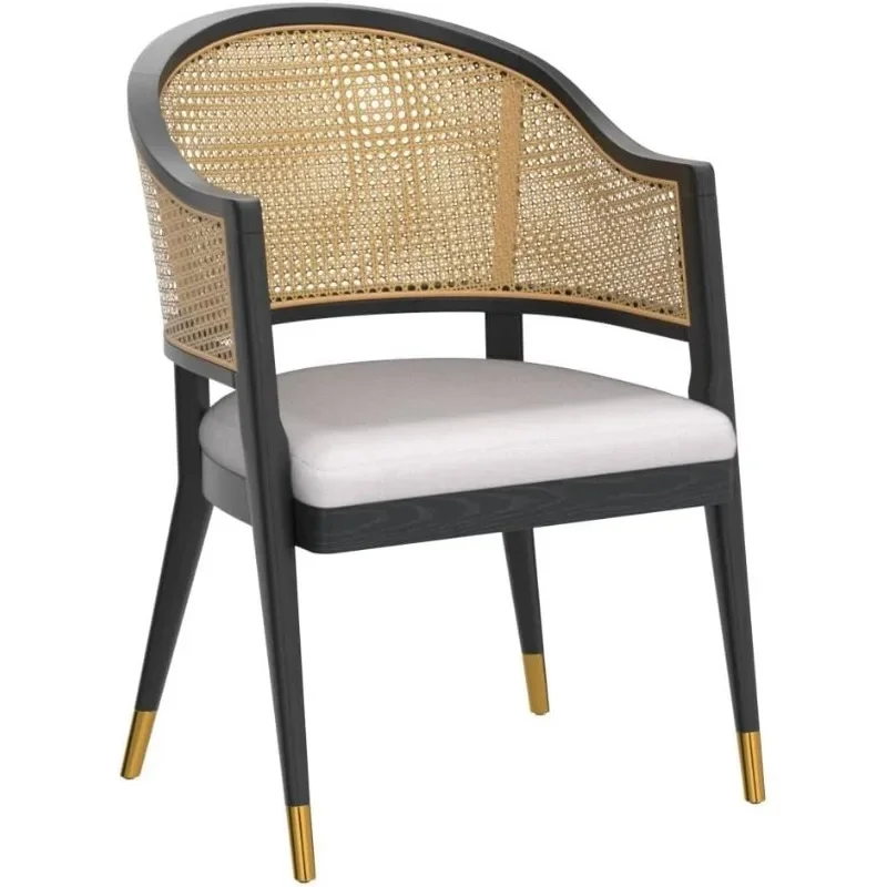 Couture Home Collection Rogue Black/Natural Rattan Living Room Dining Accent Chair (Fully Assembled) SFV4106A