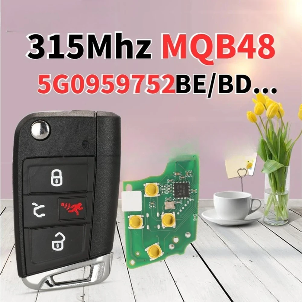

Для Volkswagen VW Golf GTI 2015-2019 дистанционный брелок 315 МГц MQB48 MEGAMOS ID88 AES 5G0959752BD/5G0959752BE NBGFS12A01 HU66/HU16t