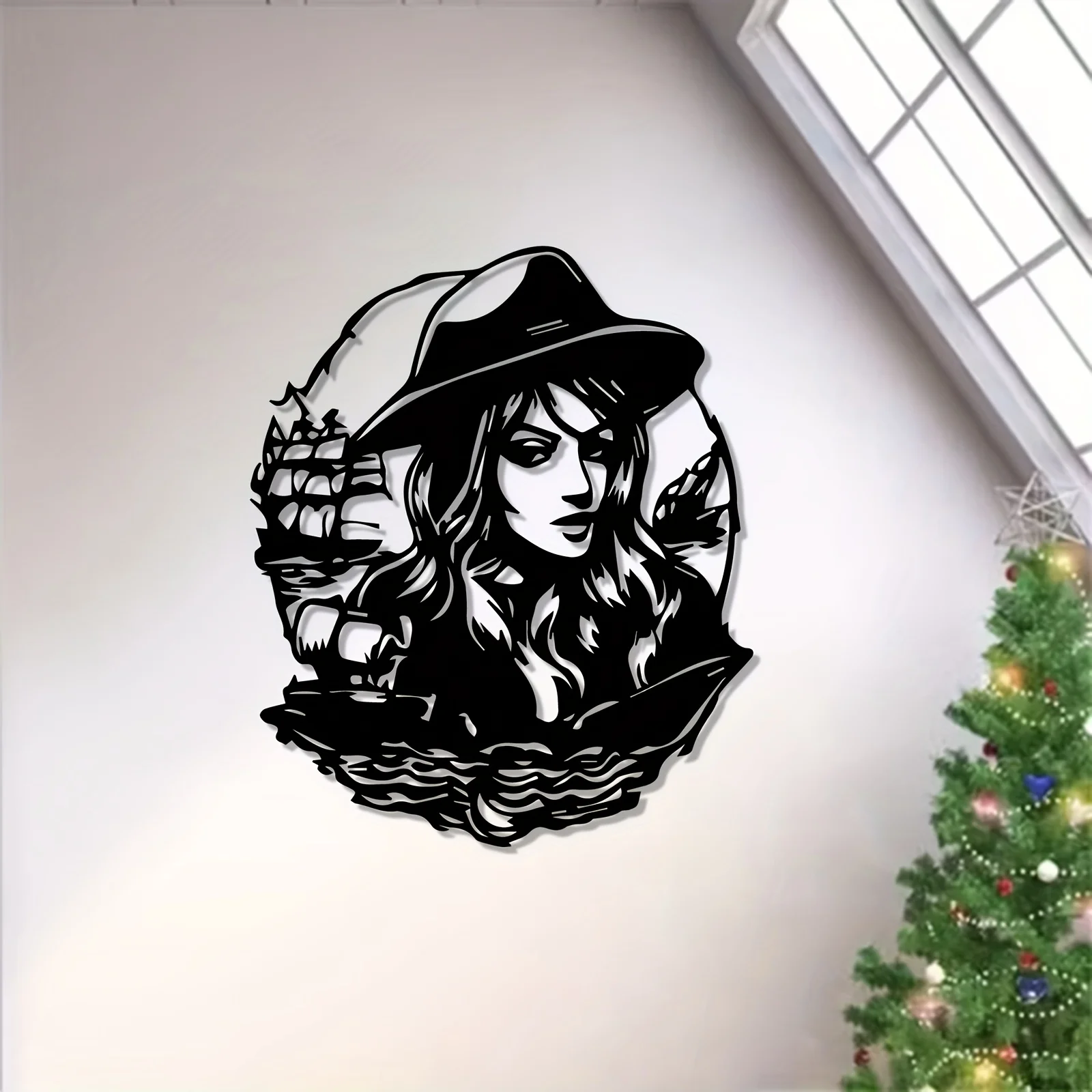 Brand Pirate Woman Ship Iron Wall Art Rustproof Weatherproof Metal Decor For Indoor Outdoor Home Garden Fence Ornament