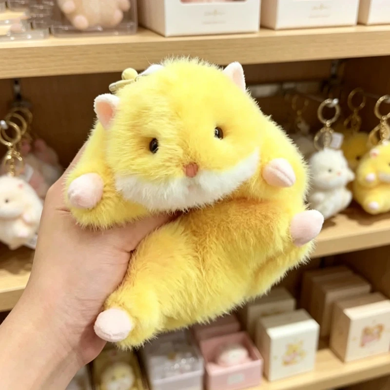 Cute Golden Hamster Plush Doll Soft Fluffy Stuffed Hamster Toy Squeeze Decompress Bag Pendant Decor  For Adult  Surprise Souveni