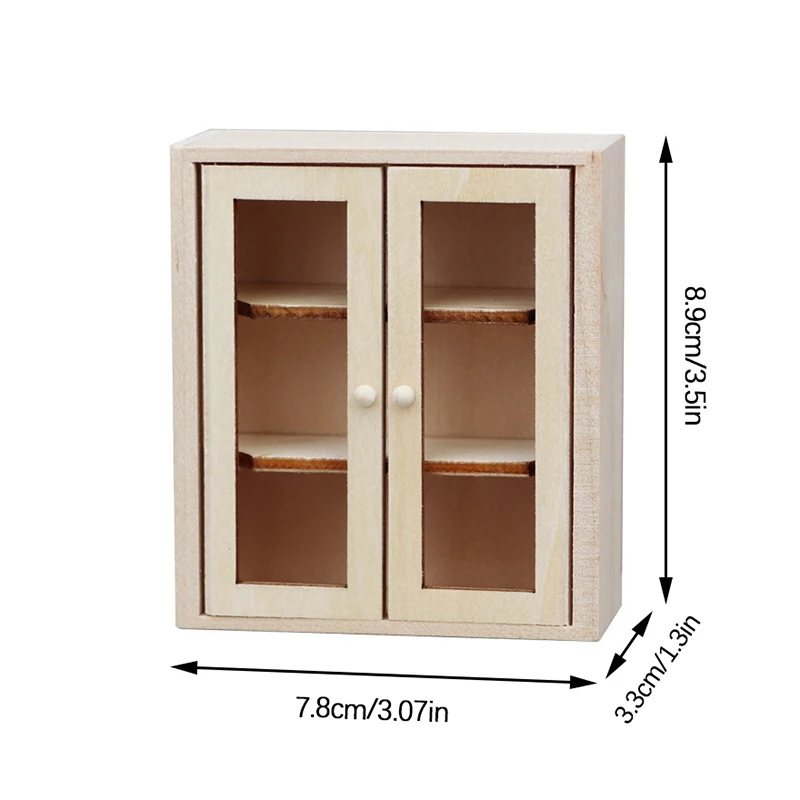 1:12 دمية مصغرة خزانة ذات باب مزدوج خزانة الكتب تخزين الرف خشبية صغيرة الحائط عرض الرف الأثاث لعبة مجسمة #6