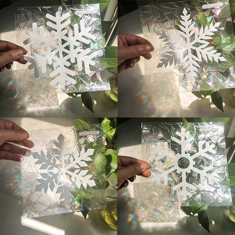 

6pcs Christmas Sun Catcher Snowflake Window Sticker for Bedroom Living Room Decoration Electrostatic White Snowflake Glass Decal
