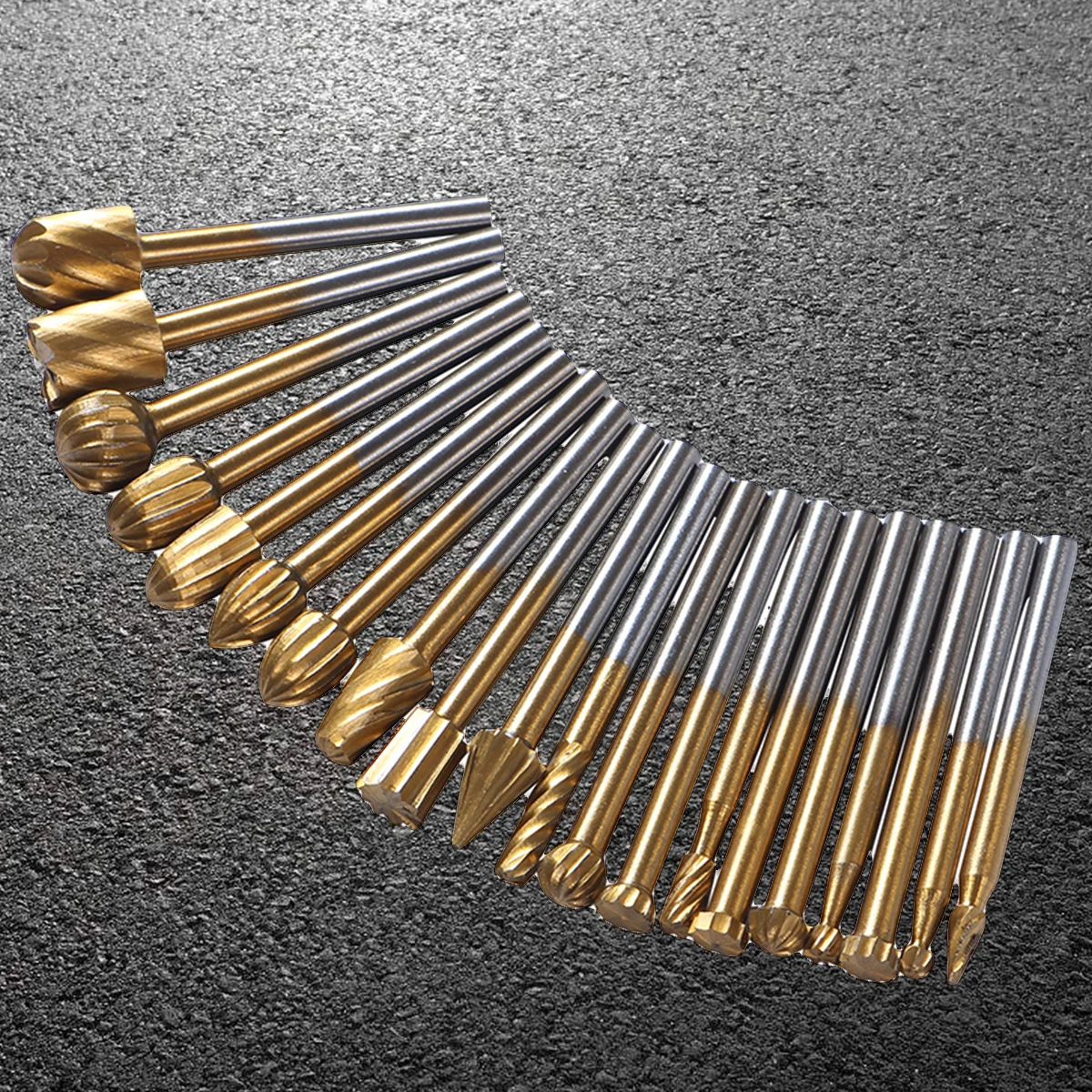 20 Pcs High Carbon Steel Routing Router Bits Burr Rotary Tools Suit Woodworking Carving Engraving Drilling Rotary Tools