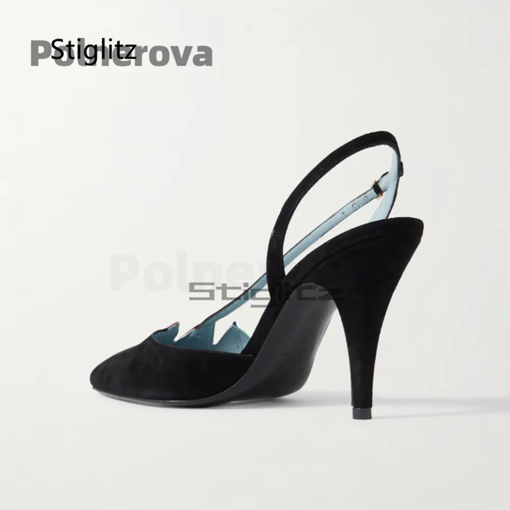 Color Leaf Stiletto Sandals Women Pointy Toe Back Buckle Strap High Heels Cross Straps Mixed Color Summer Concise Runway Shoes