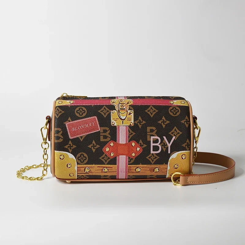 

Compact Ladies Crossbody Bag Waxed Leather, Mini Shoulder Handbag With Crossbody Strap & Front Buckle Closure