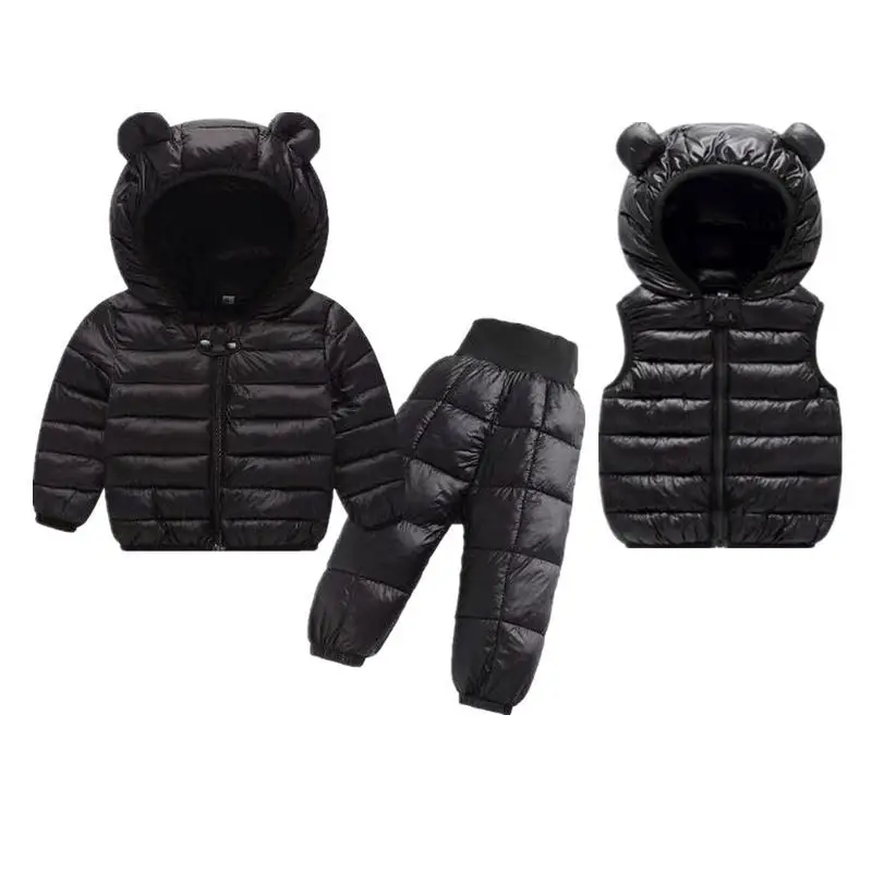 Toddler Winter Baby Girls Boys set di abbigliamento Warm Faux Down Jacket set di vestiti bambini bambini Snowsuit cappotti gilet pantaloni tute