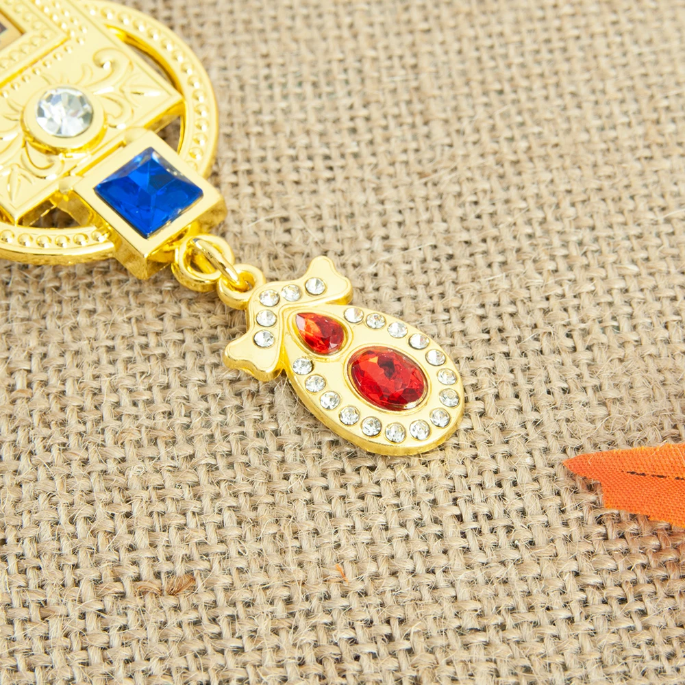 HTISOK Orthodoxes Christliches Kreuz-Anhänger, vergoldet mit Edelsteinen und Strasssteinen, Orthodoxes Geschenk für Pastor, Ostern, Hochzeit, Kirche – Detail 6