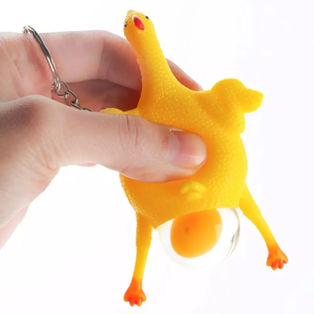 Funny Children Gift Trinket Gags Spoof Toy Pranks Maker Practical Jokes Chicken Laying Eggs Tricky Toys Key Ring