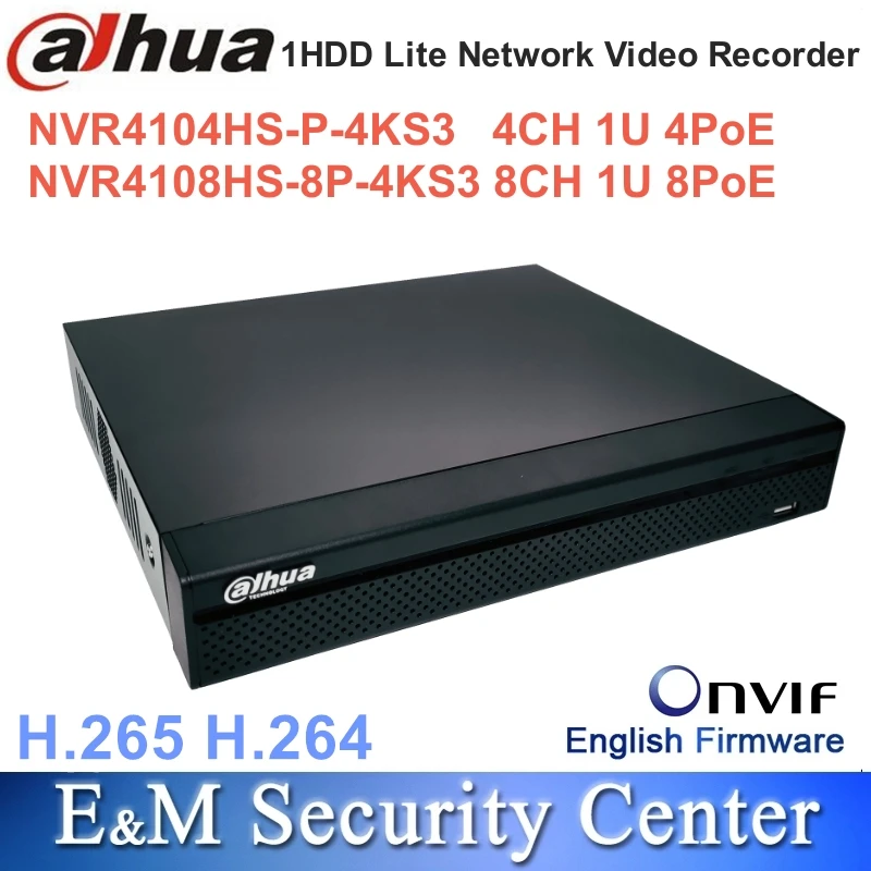 Original Dahua NVR4104HS-P-4KS3 NVR4108HS-8P-4KS3 4/8CH Compact 1U 4/8PoE 1HDD Lite Network Video Recorder